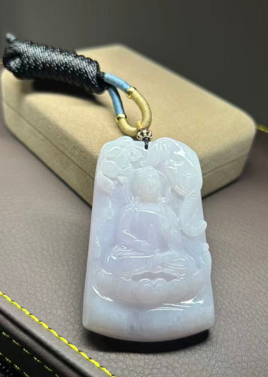 Icy Light Lavender Guanyin Jadeite pendant