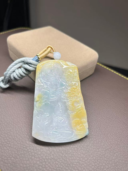 Budha and Dragon Jadeite pendant