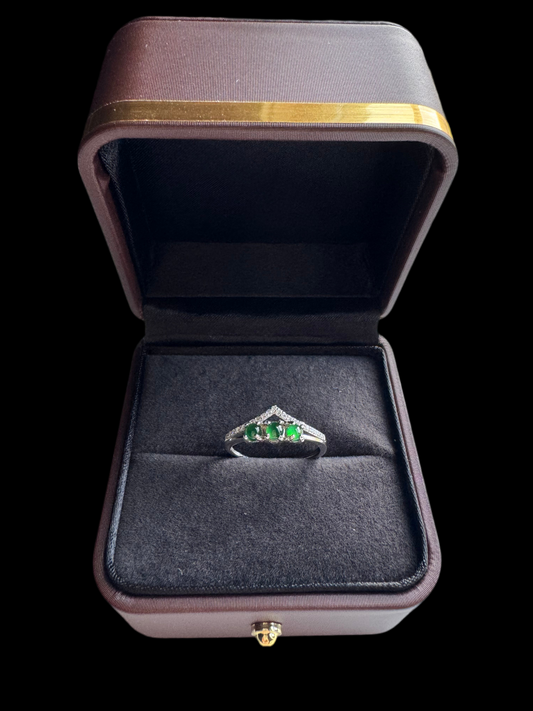 Crown Jade Silver Rings Adjustable