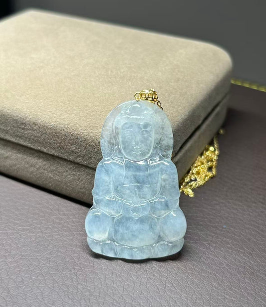 ICY JADEITE JADE GUANYIN PENDANT