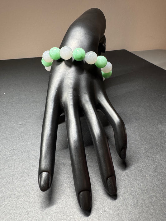Icy Green Jadeite Jade Bead Bracele