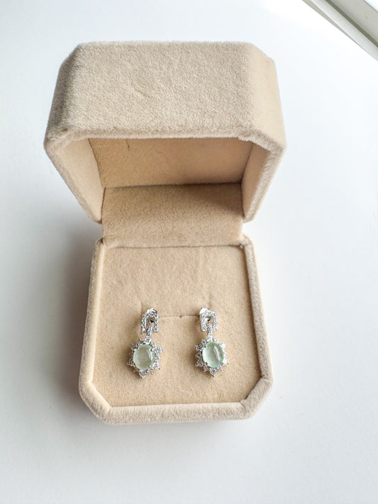 Icy White Translucent Type A Natural Jadeite Earrings