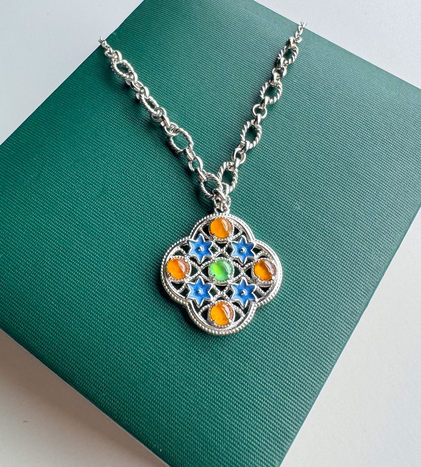 Multicolor Jadeite Pendant Necklace