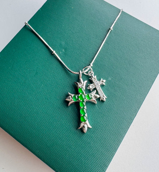 Cross Jadeite Pendant Necklace
