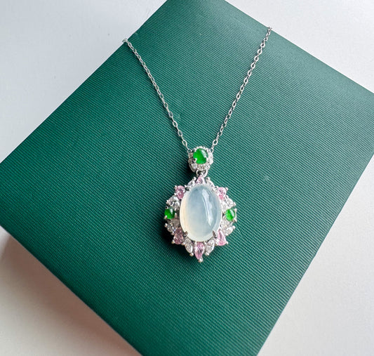 Natural Jadeite Colorless Pendant Necklace