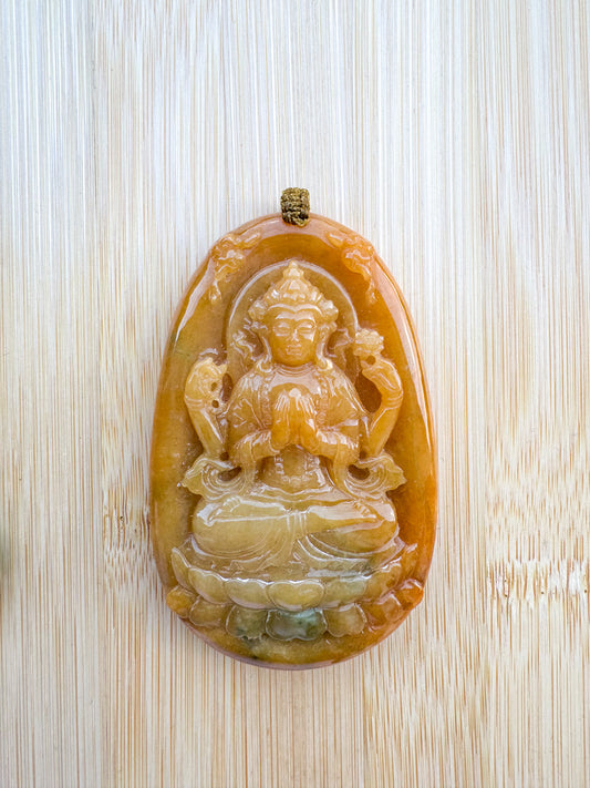 Chinese 100% Natural hetian jade carved Kwan-Yin GuanYin goddess buddha pendant