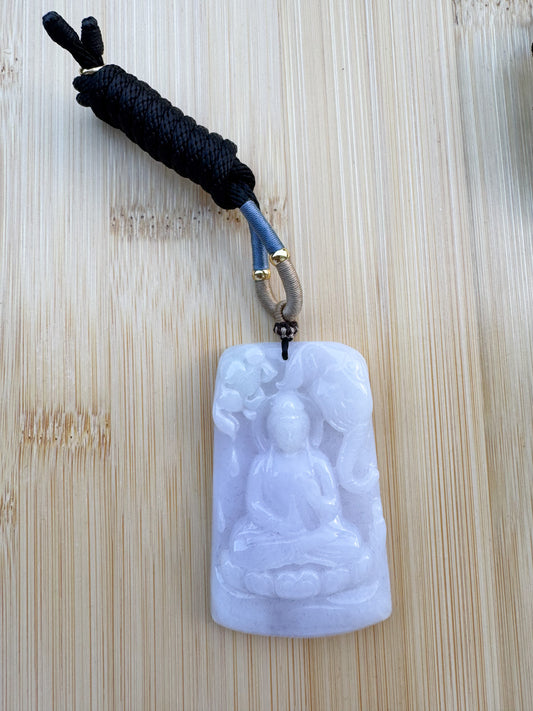 White Jadeite Jade Amitabha Buddha Pendant