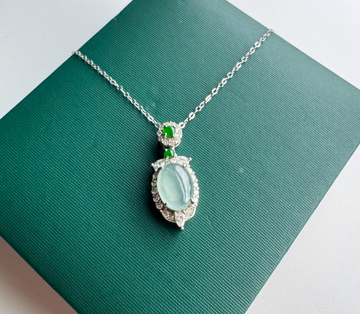 Colorless Jadeite Pendant Necklace