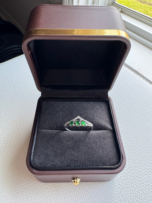 Crown Jade Silver Rings Adjustable